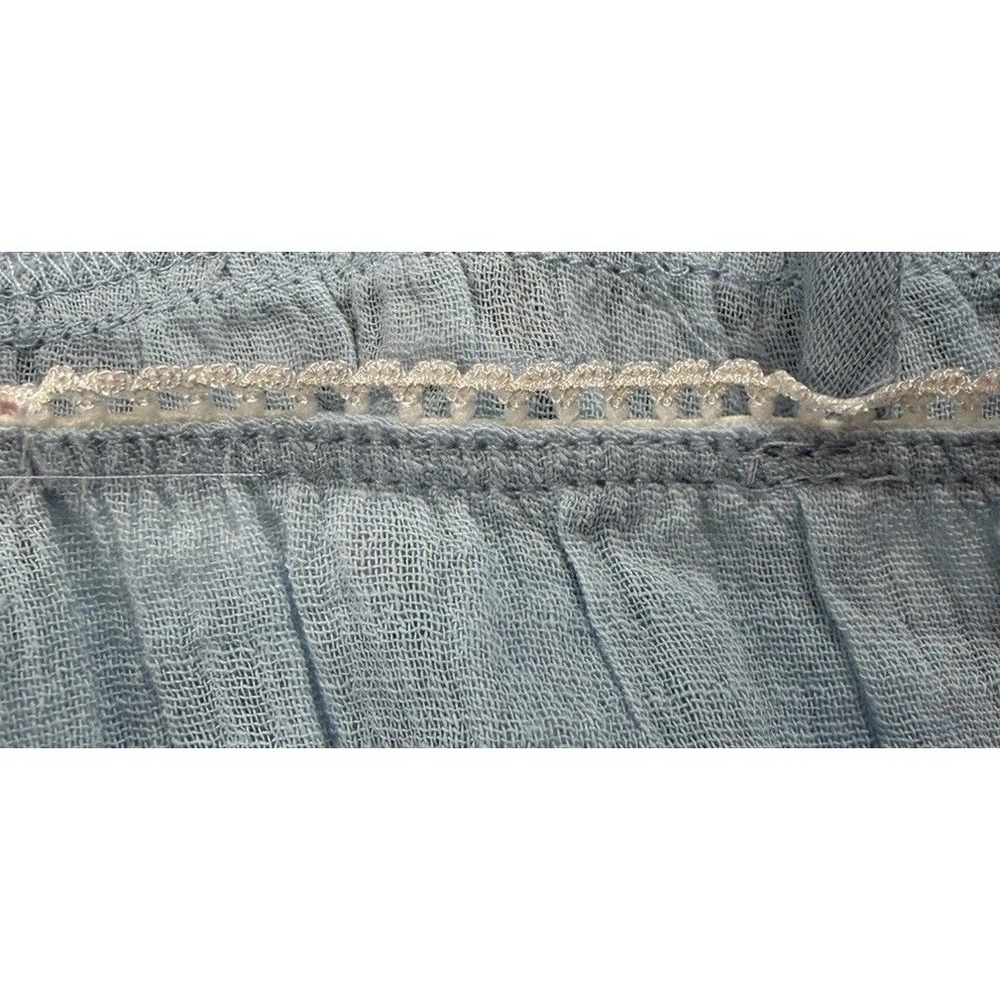 Línea Donatella Baby Blue Top Lace Tie Strap Shoulder Cami Boho Whimsy Prairie - Picture 8 of 9
